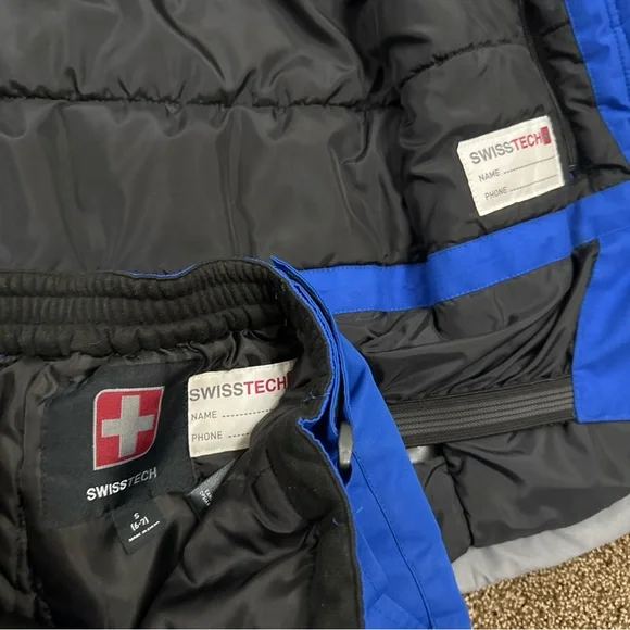 Kids Snowsuit Set Size 6-7 Ski Jacket & Pants Boys Swiss Tech Blue Grey - Picture 3 of 13